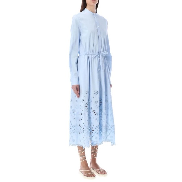 NWT Polo Ralph Lauren Blue Eyelet Embroidered Cotton Shirt Dress Size 14 Coastal - Picture 4 of 16